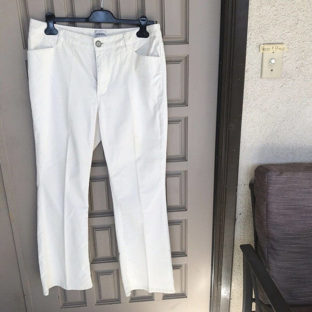 Chicos Baby Cord Jeans Sz2S Winter Wht Stretch Boot Cut Cotton/Spandex NWOT Mint